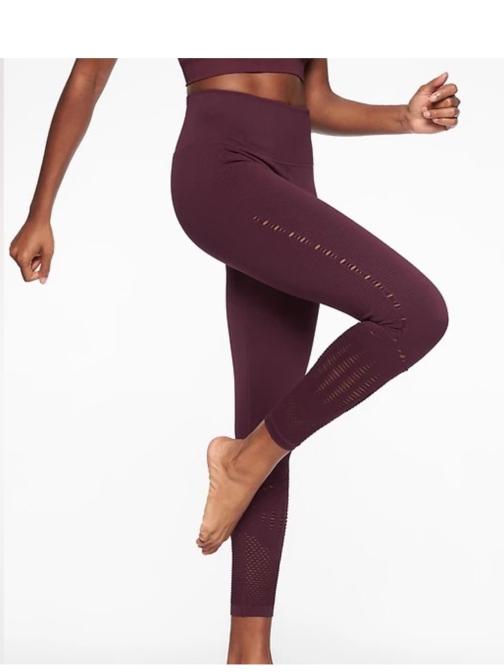 Athleta Halasana Seamless 7/8 Tight Burgundy Laser Cut Size Small